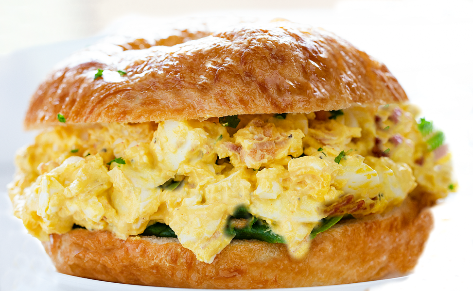 EGGcellent Salad with Truffled Spinach on Toasted Brioche