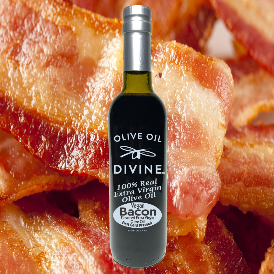 Bacon Flavored Vegan Friendly First Cold Pressed Extra Virgin Olive Oil Bacon Flavored Vegan Friendly First Cold Pressed Extra Virgin Olive Oil
