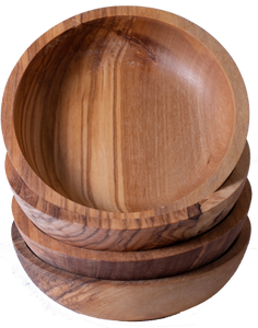 Authentic Olive Wood "Round Dipping Bowls" Set of 4