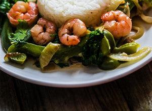Sauteed Mexican Vegetables with Marinated Shrimp